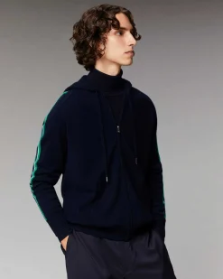 Discount FROM FUTURE Pull Hoodie Zippe Bandes Gris Chine Clair