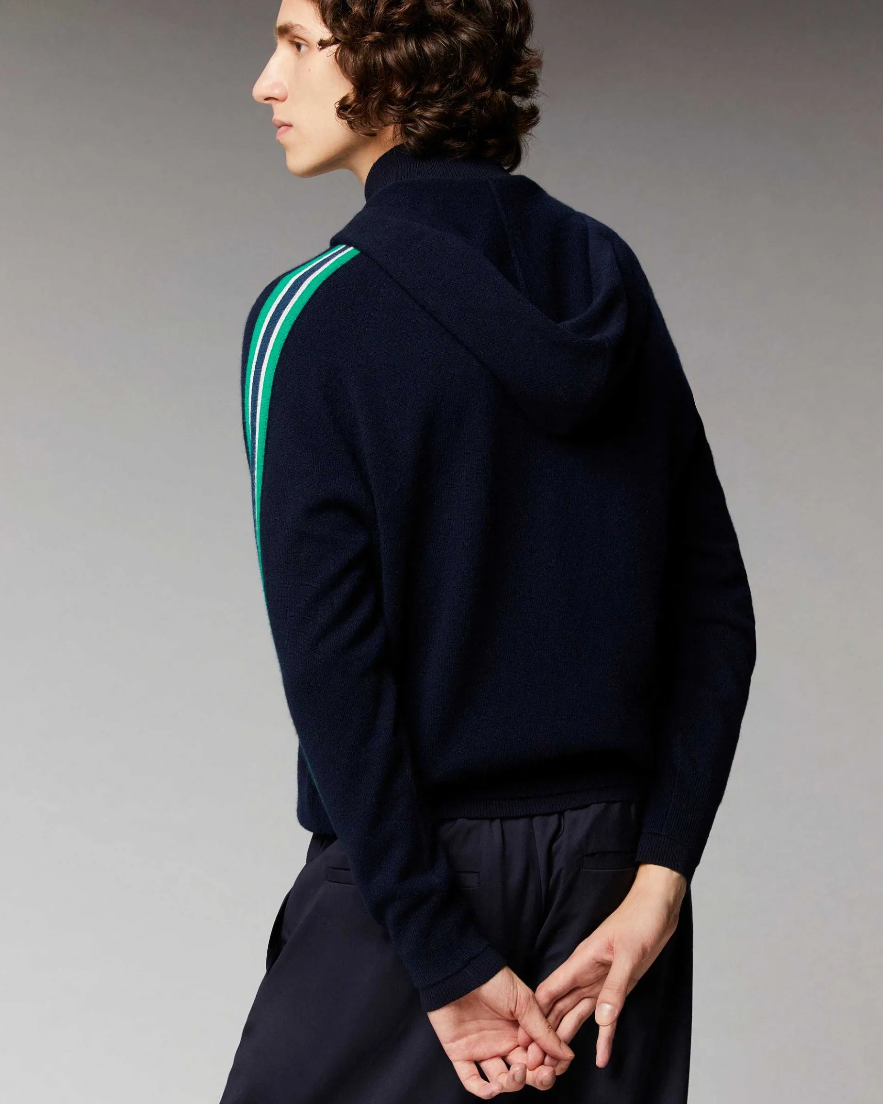 Discount FROM FUTURE Pull Hoodie Zippe Bandes Gris Chine Clair