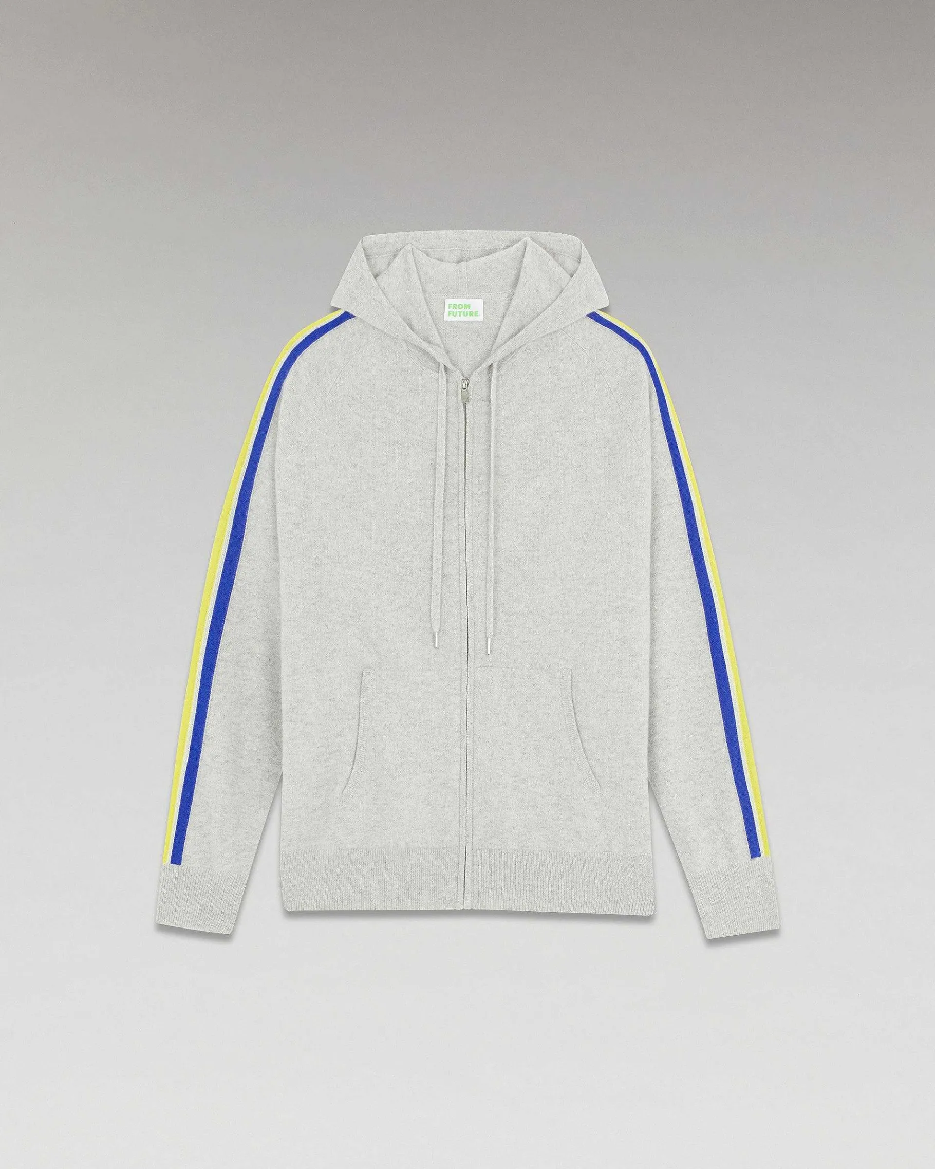 Discount FROM FUTURE Pull Hoodie Zippe Bandes Gris Chine Clair