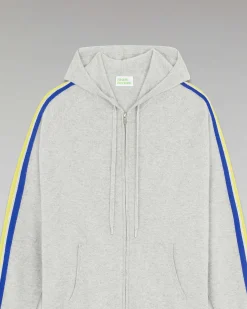 Discount FROM FUTURE Pull Hoodie Zippe Bandes Gris Chine Clair