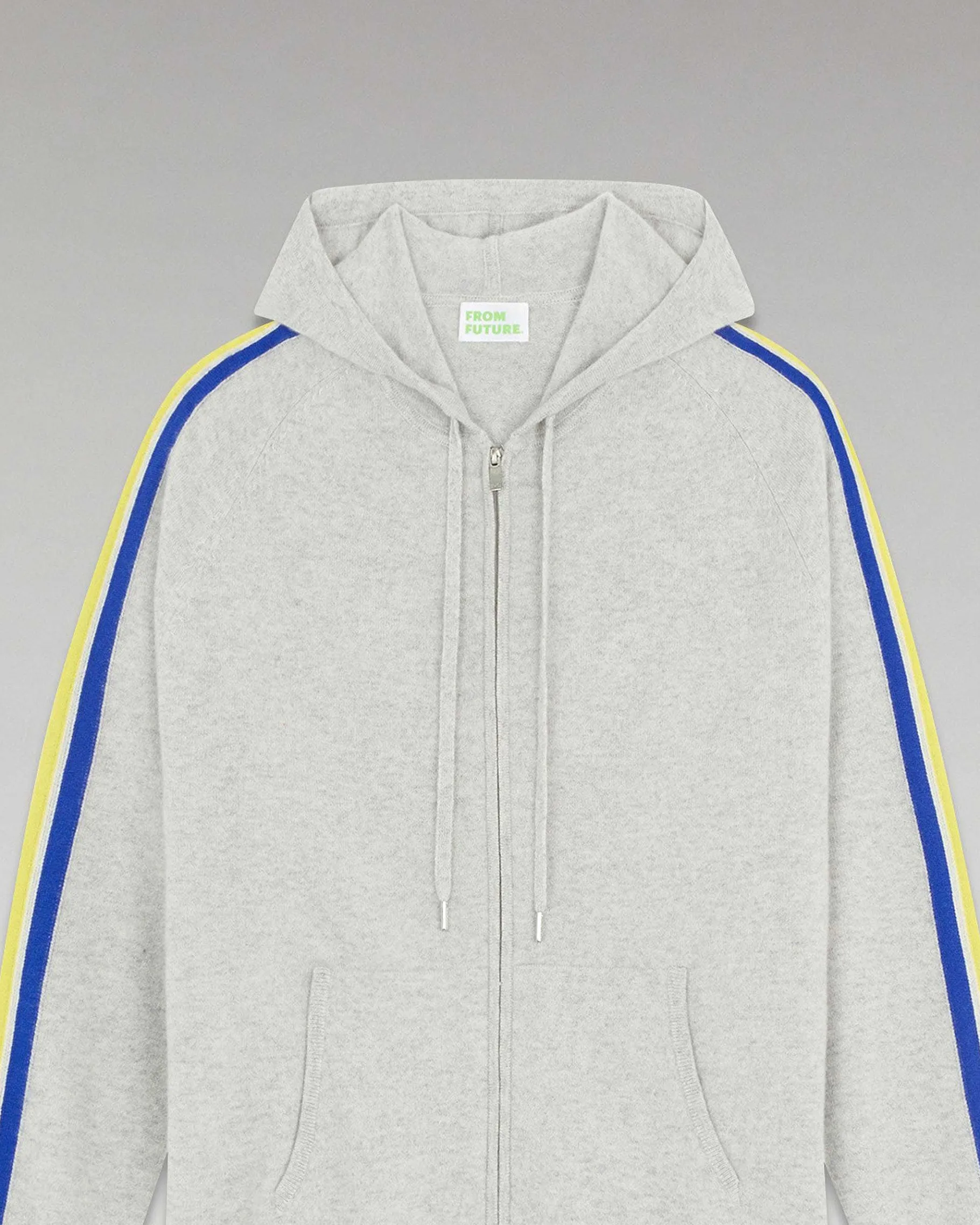 Discount FROM FUTURE Pull Hoodie Zippe Bandes Gris Chine Clair