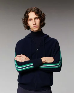 Discount FROM FUTURE Pull Hoodie Zippe Bandes Gris Chine Clair