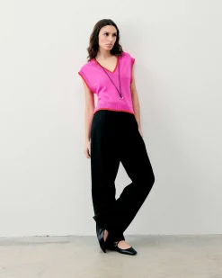 Hot FROM FUTURE Pull Sans Manche Bicolore Tropical Pink