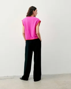Hot FROM FUTURE Pull Sans Manche Bicolore Tropical Pink