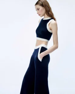 FROM FUTURE Pull Sans Manche Bicolore Navy