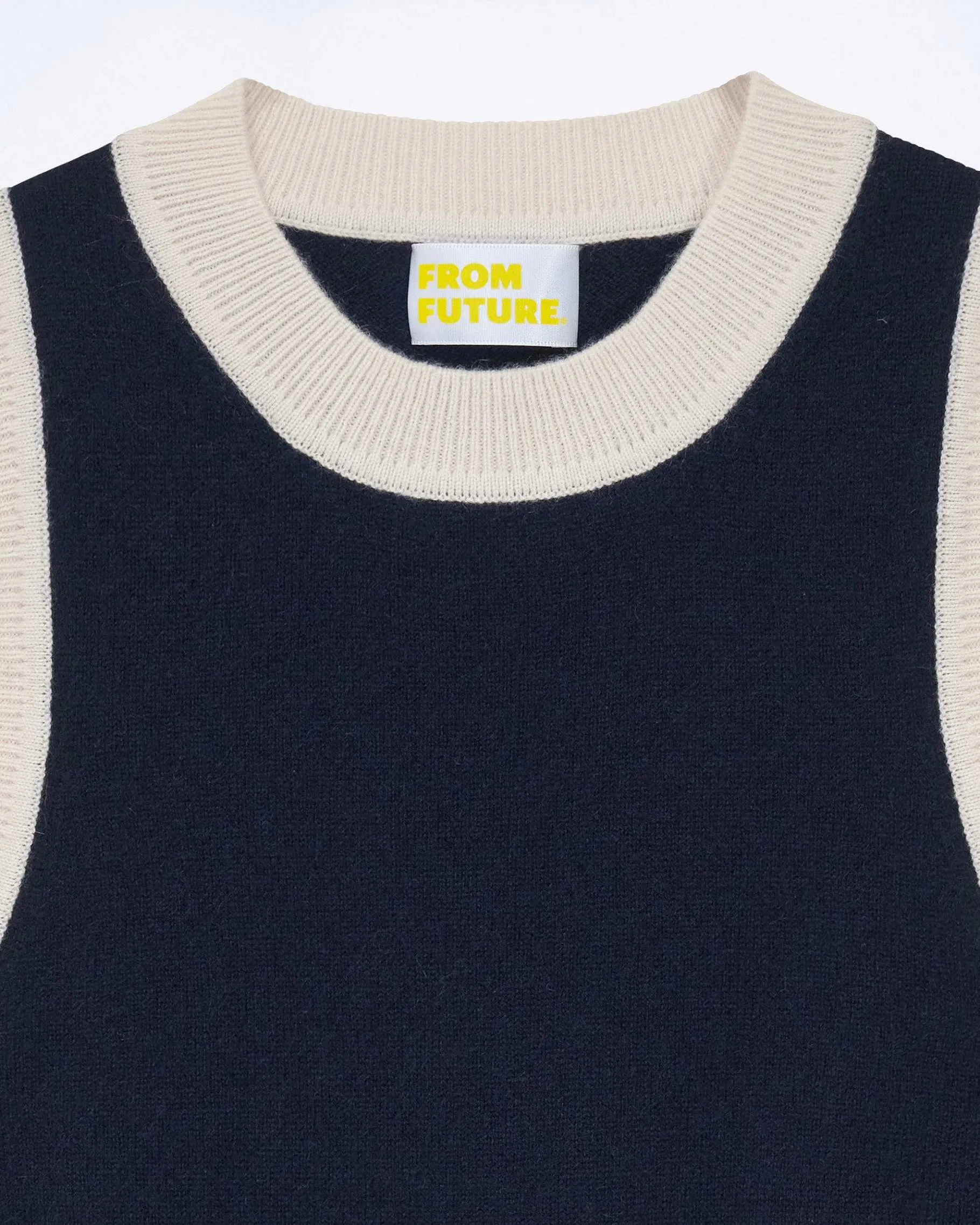 FROM FUTURE Pull Sans Manche Bicolore Navy