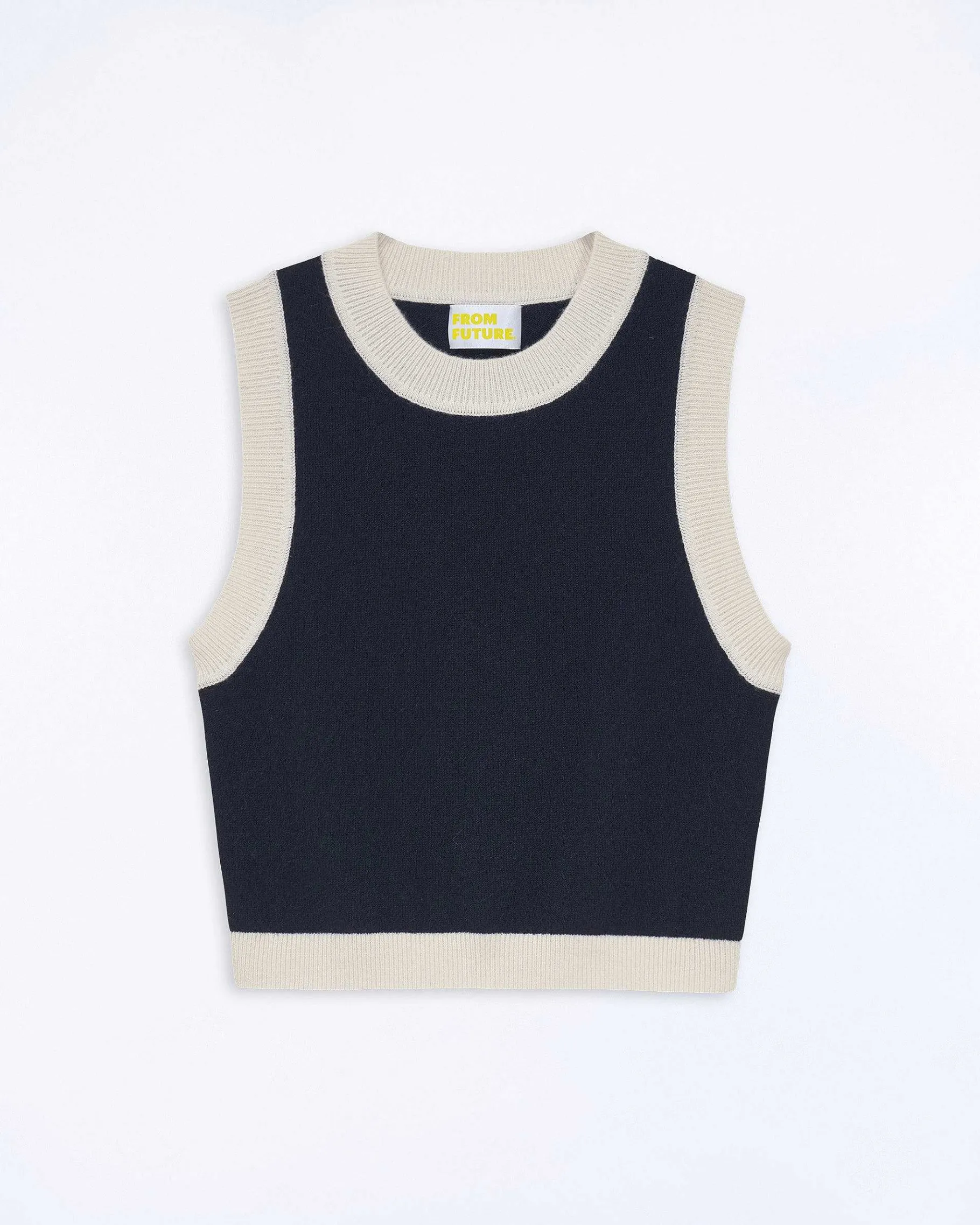 FROM FUTURE Pull Sans Manche Bicolore Navy
