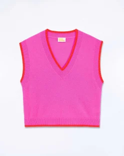 Outlet FROM FUTURE Pull Sans Manche Bicolore Tropical Pink