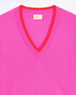 Outlet FROM FUTURE Pull Sans Manche Bicolore Tropical Pink