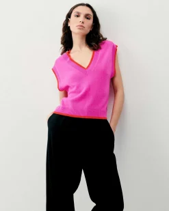 Online FROM FUTURE Pull Sans Manche Bicolore Magic Orange