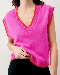 Online FROM FUTURE Pull Sans Manche Bicolore Magic Orange