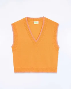 Outlet FROM FUTURE Pull Sans Manche Bicolore Magic Orange
