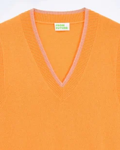 Outlet FROM FUTURE Pull Sans Manche Bicolore Magic Orange