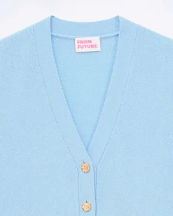 Hot FROM FUTURE Pull Sans Manche Boutons Bijoux Baby Blue