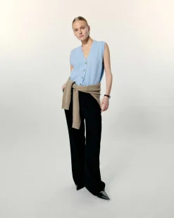 Discount FROM FUTURE Pull Sans Manche Boutons Bijoux Gris Chine Fonce