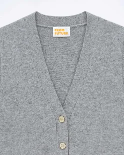 Discount FROM FUTURE Pull Sans Manche Boutons Bijoux Gris Chine Fonce