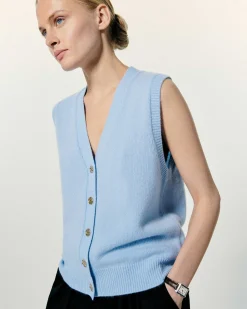 Online FROM FUTURE Pull Sans Manche Boutons Bijoux Gris Chine Fonce