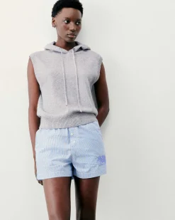 Best FROM FUTURE Pull Sans Manche Capuche Gris Chine Clair