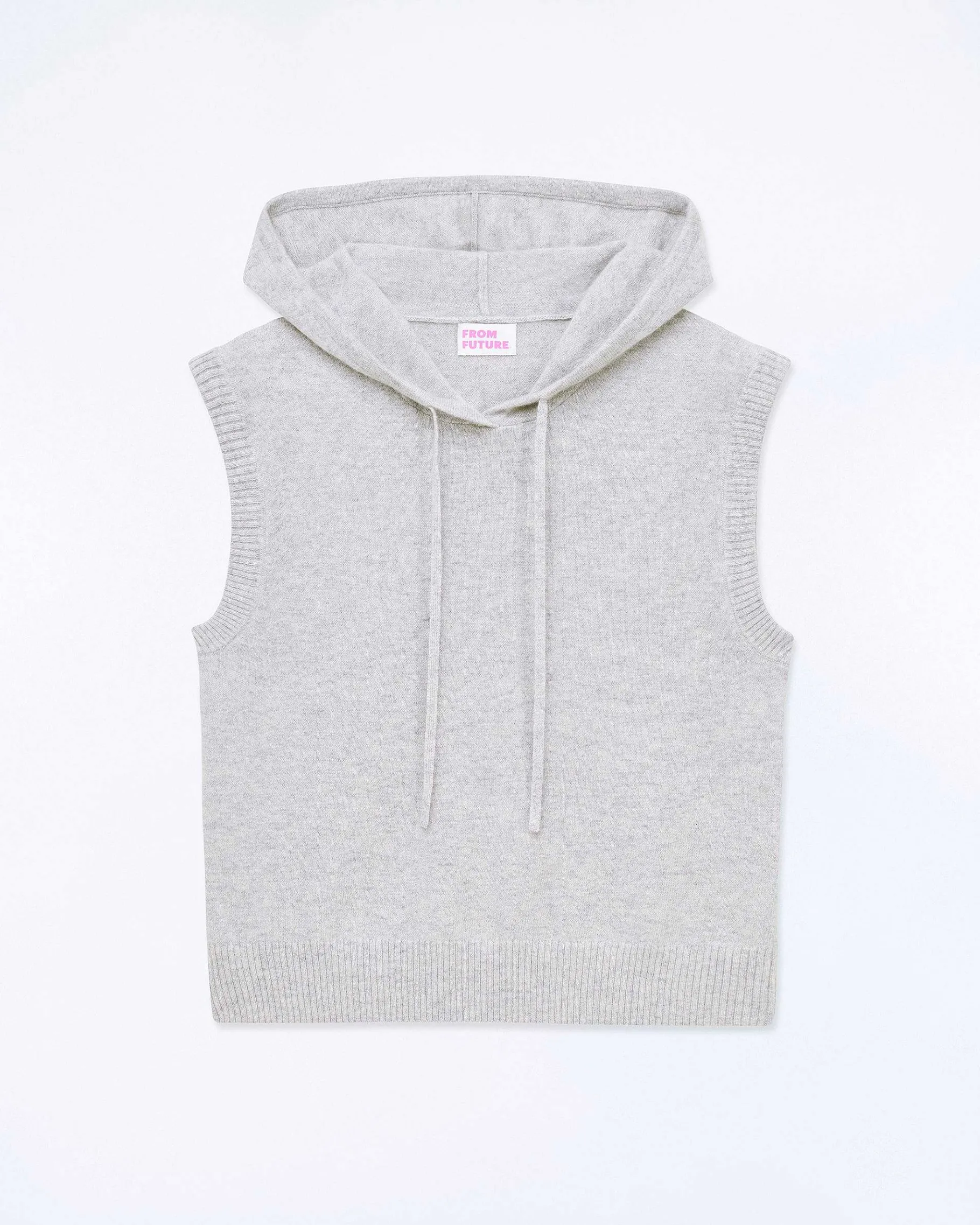 Best FROM FUTURE Pull Sans Manche Capuche Gris Chine Clair