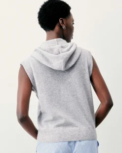 Best FROM FUTURE Pull Sans Manche Capuche Gris Chine Clair