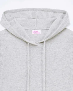 FROM FUTURE Pull Sans Manche Capuche Gris Chine Clair