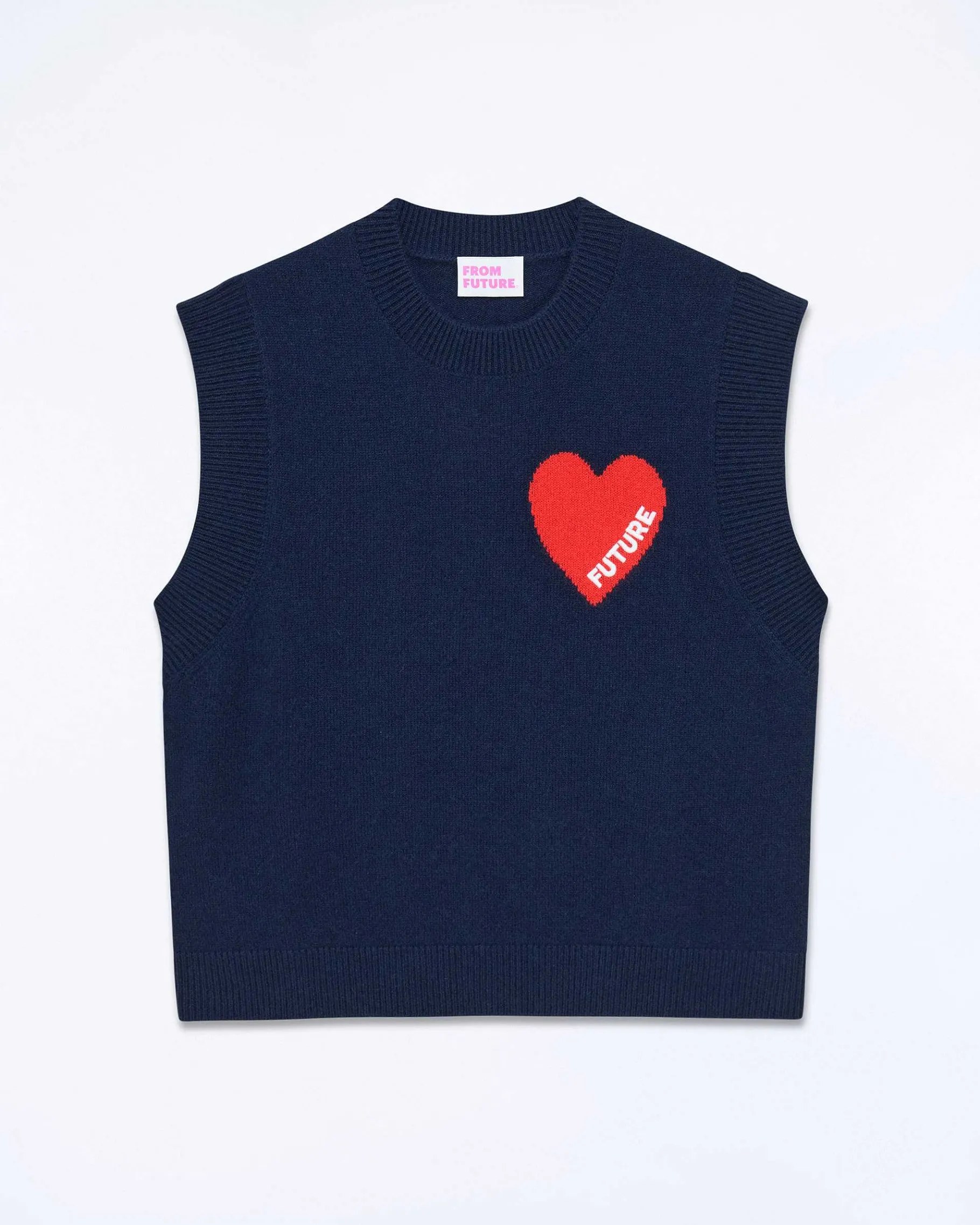 Outlet FROM FUTURE Pull Sans Manche Coeur Navy