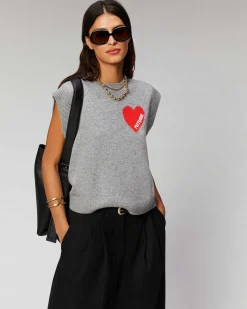 Online FROM FUTURE Pull Sans Manche Coeur Leger Noir