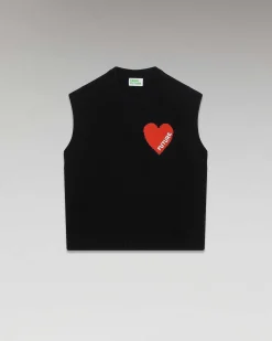 Online FROM FUTURE Pull Sans Manche Coeur Leger Noir