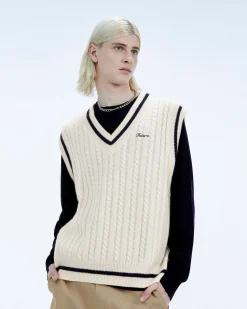Clearance FROM FUTURE Pull Sans Manche Col Polo Future Ecru