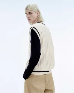 Clearance FROM FUTURE Pull Sans Manche Col Polo Future Ecru