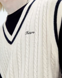 Clearance FROM FUTURE Pull Sans Manche Col Polo Future Ecru