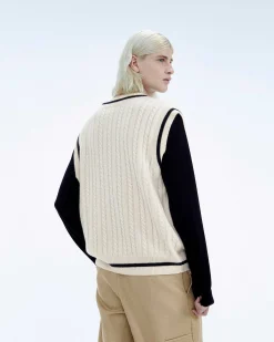 Best FROM FUTURE Pull Sans Manche Col Polo Future Ecru