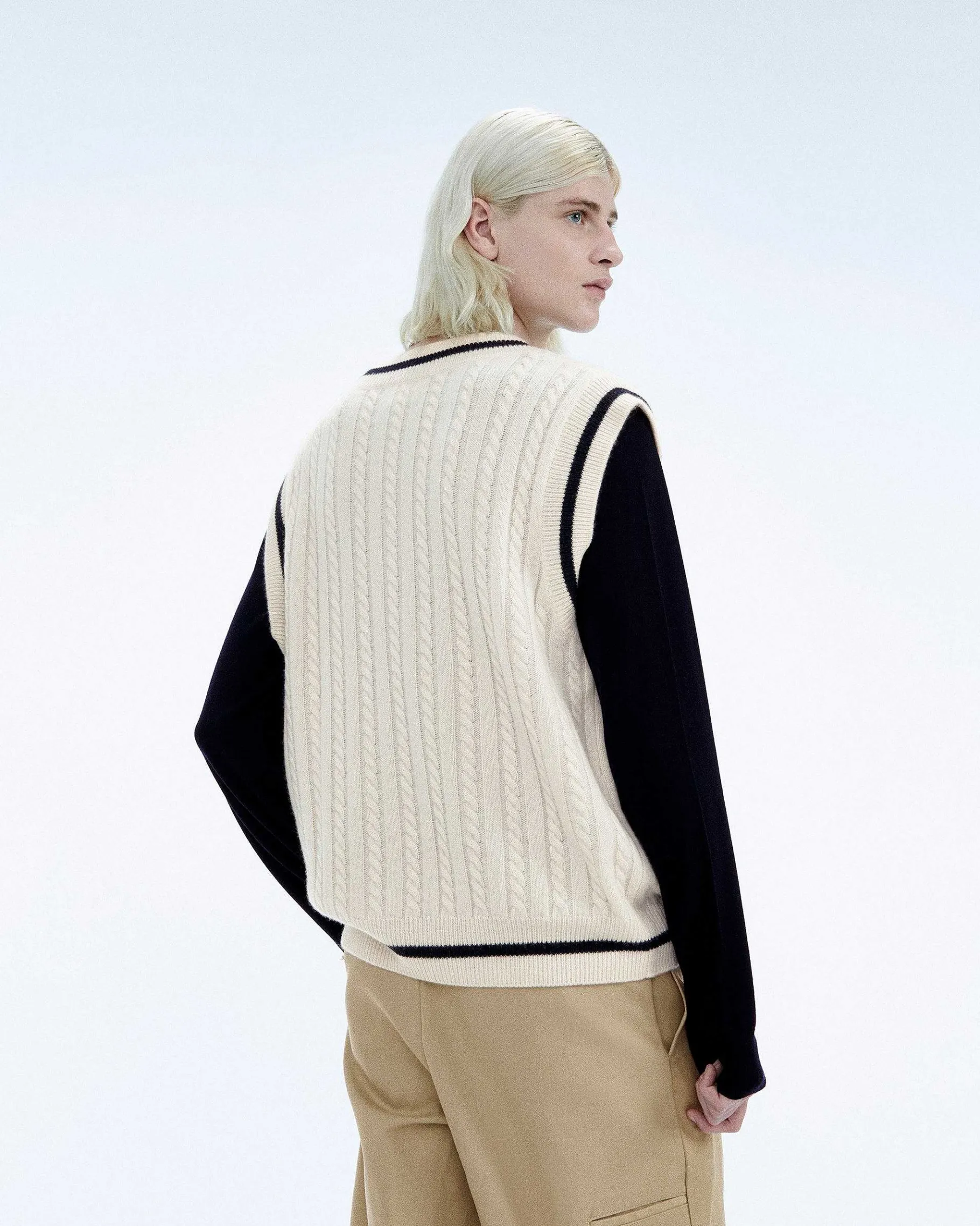 Best FROM FUTURE Pull Sans Manche Col Polo Future Ecru
