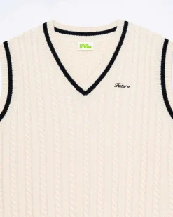 Best FROM FUTURE Pull Sans Manche Col Polo Future Ecru