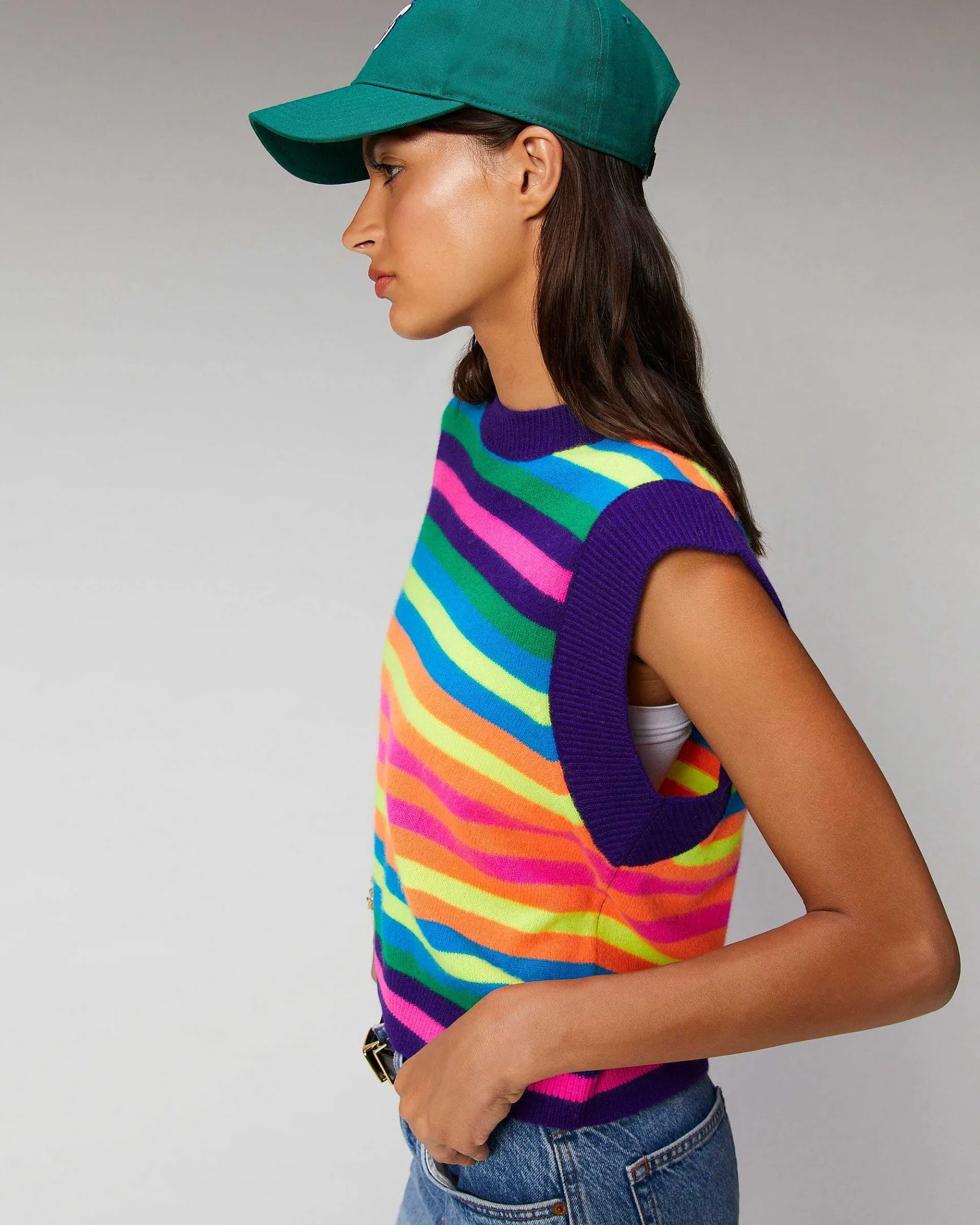 Sale FROM FUTURE Pull Sans Manche Multico Leger Multicolor