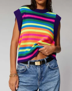 Sale FROM FUTURE Pull Sans Manche Multico Leger Multicolor