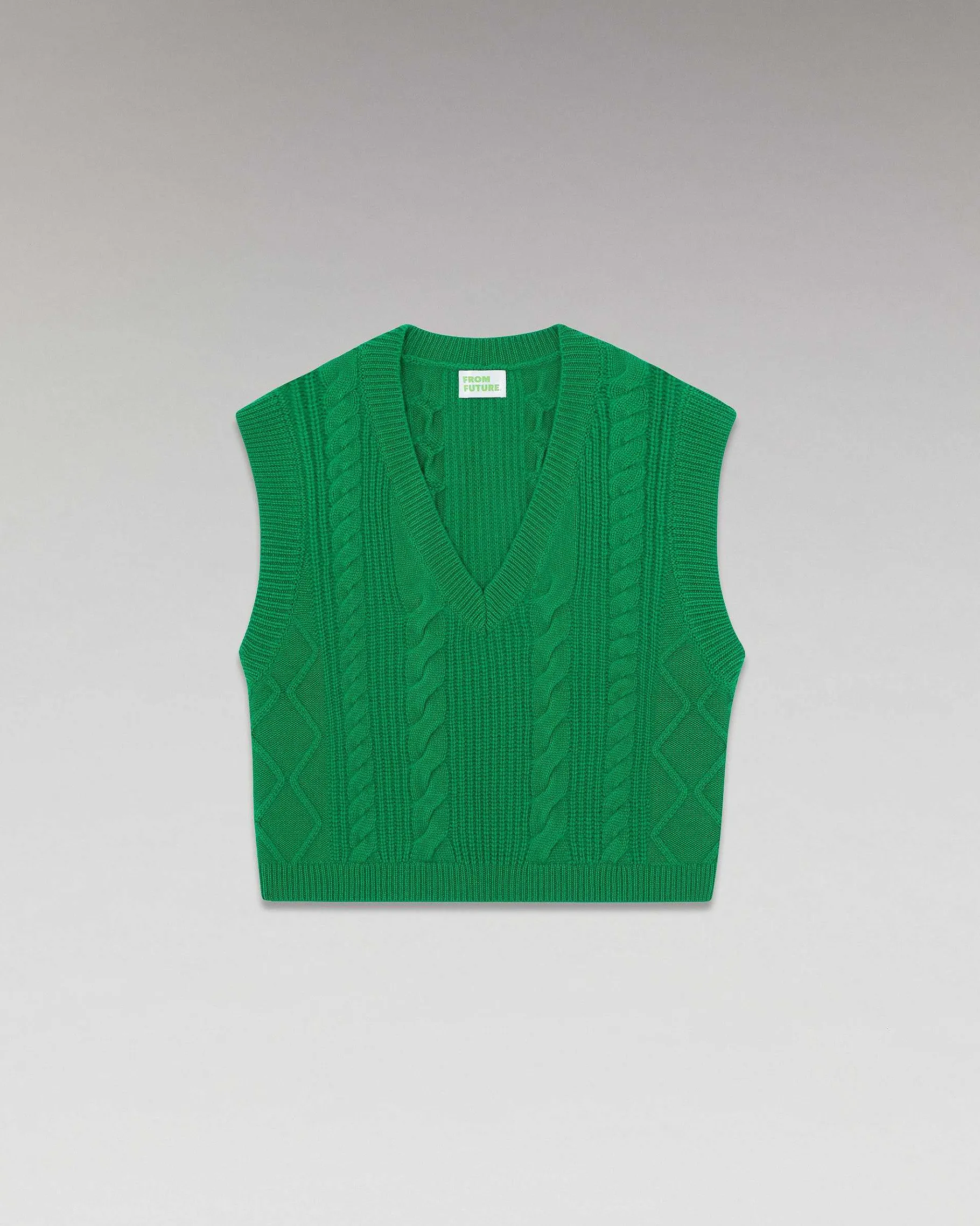 Sale FROM FUTURE Pull Sans Manche Torsades Winter Green