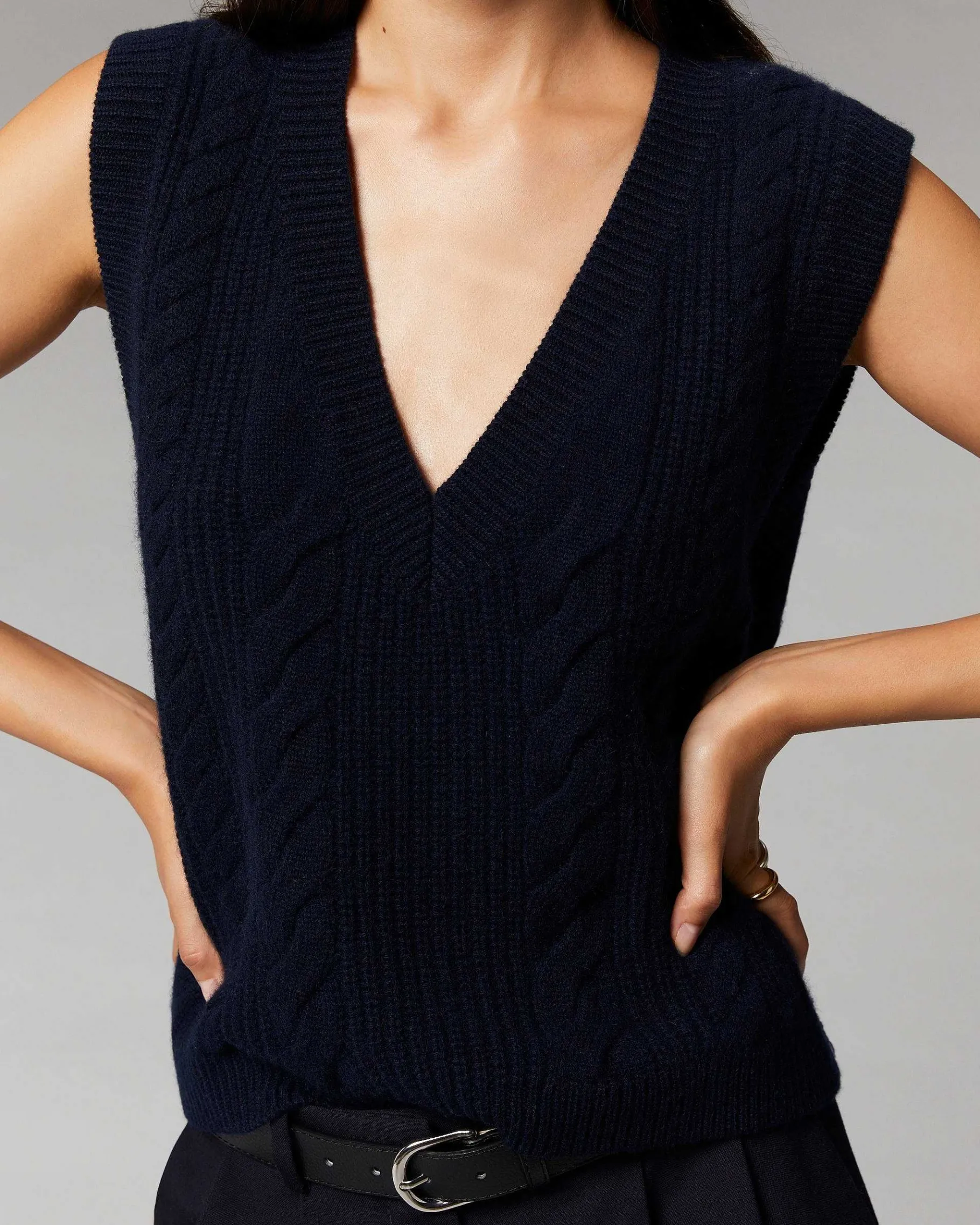 Sale FROM FUTURE Pull Sans Manche Torsades Winter Green