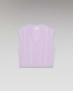 Sale FROM FUTURE Pull Sans Manche Torsades Sweet Lilac