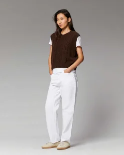 Outlet FROM FUTURE Pull Sans Manche Torsades Gris Chine Fonce