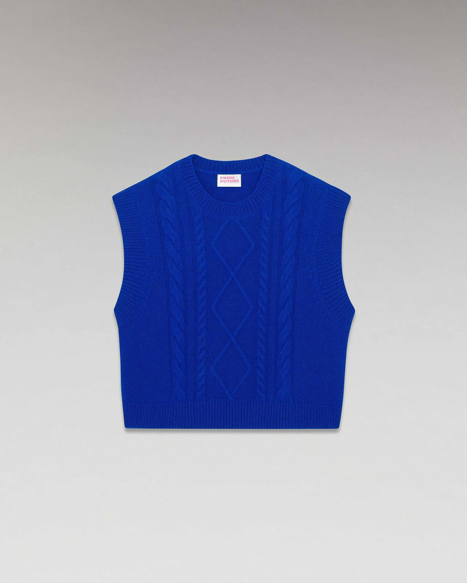 FROM FUTURE Pull Sans Manche Torsades Pop Blue