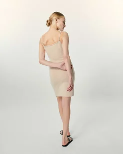 Online FROM FUTURE Robe Courte Bretelle Beige Chine