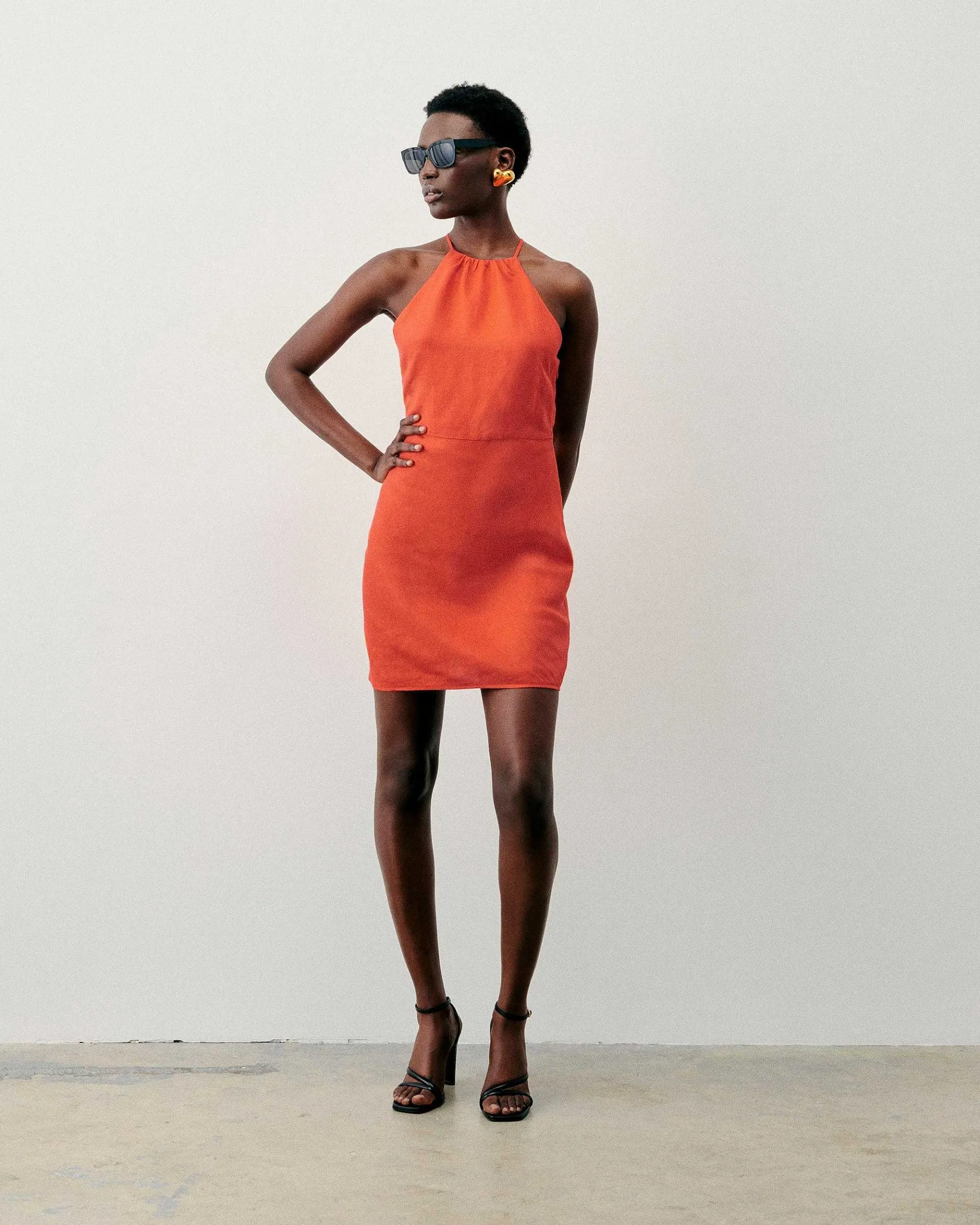 Outlet FROM FUTURE Robe Courte Bretelle Betty Orange