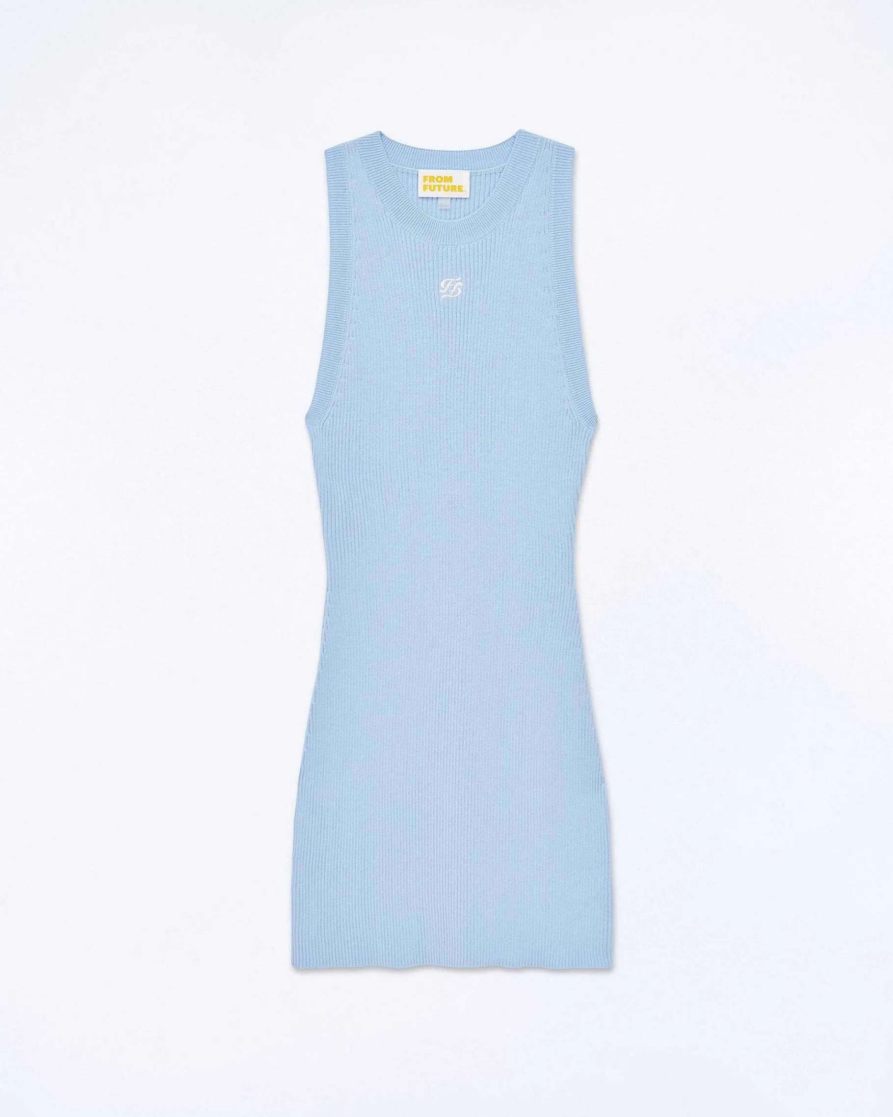 Sale FROM FUTURE Robe Courte Bretelle Broderie Ff Baby Blue