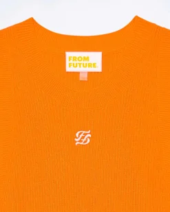 Online FROM FUTURE Robe Courte Bretelle Broderie Ff Beach Orange