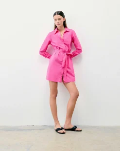 FROM FUTURE Robe Courte Manche Longue Alba Disco Pink