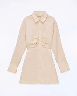 Outlet FROM FUTURE Robe Courte Manche Longue Magda Beige
