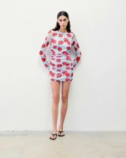 Online FROM FUTURE Robe Courte Manche Longue Mesh Coquillages Et Crustaces