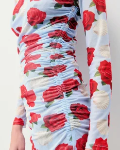 Online FROM FUTURE Robe Courte Manche Longue Mesh Coquillages Et Crustaces
