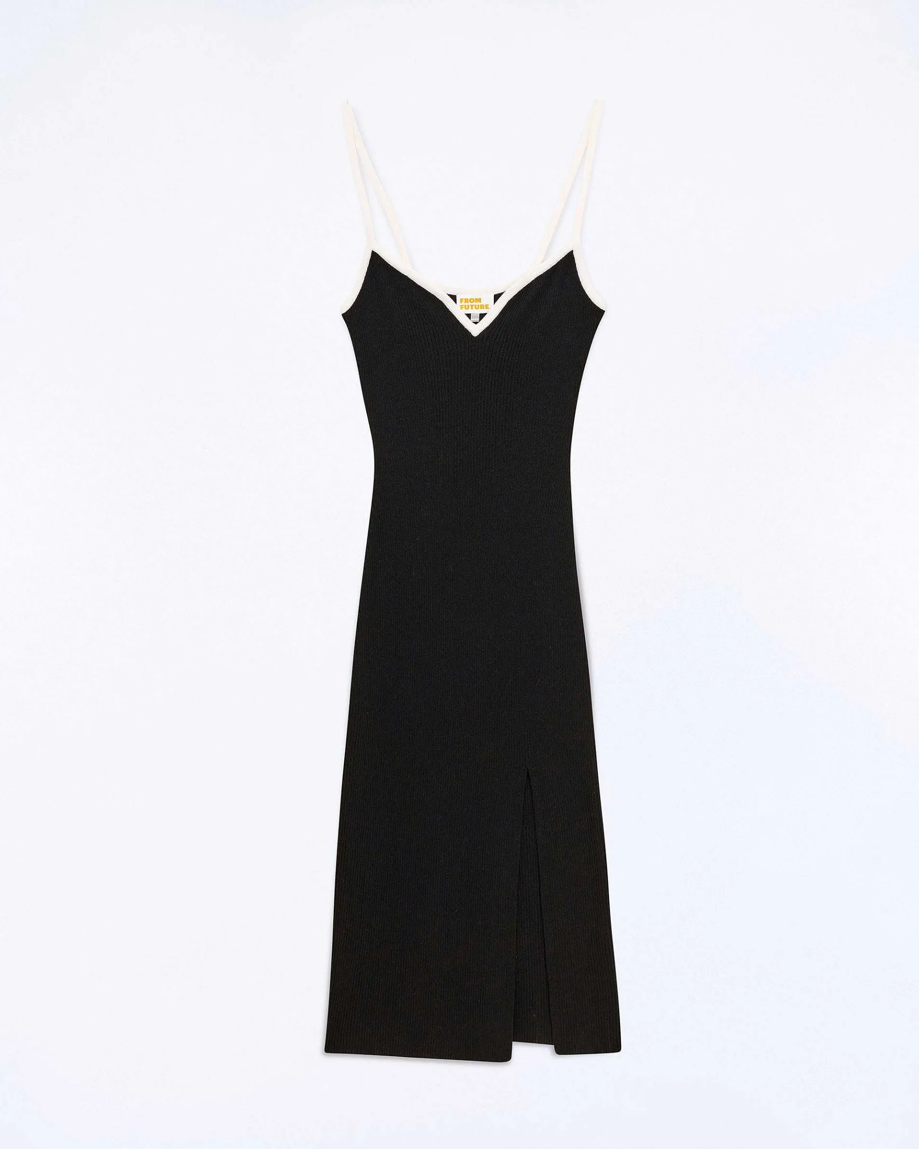 Clearance FROM FUTURE Robe Longue Bretelle Bicolore Noir